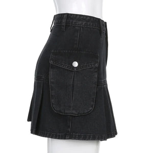 Womens Denim Cargo Skirt
