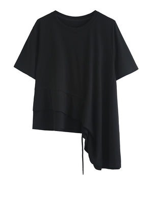 Women's Drawstring Oversized Black T-shirt
