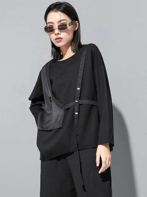 Women's Full Sleeve Black T Shirt