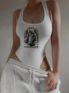 Women'S Graphic Print White Bodysuit