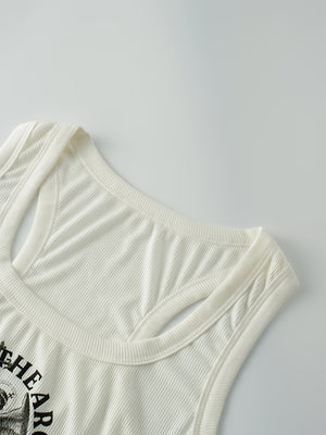 Women'S Graphic Print White Bodysuit