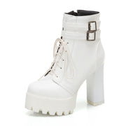Womens High Heel White Platform Boots