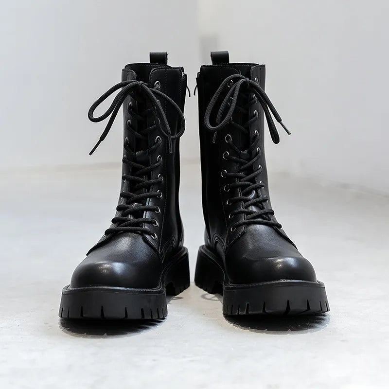 Lace Up Ankle Boots Black CYBER TECHWEAR