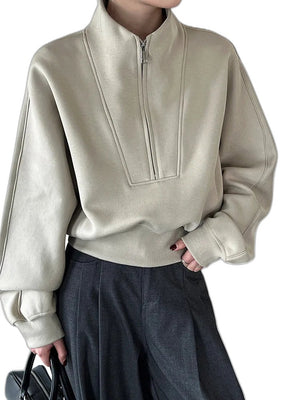 Womens Mock Neck Sweatshirt - product view on white background