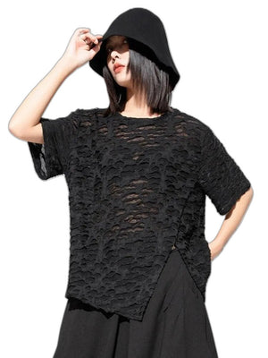 Women's Oversize Black T Shirt - product view on white background