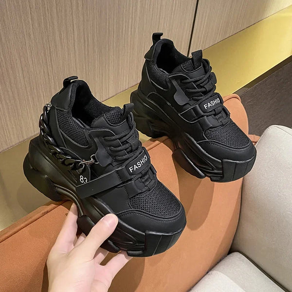 Women's Platform Black Sneakers