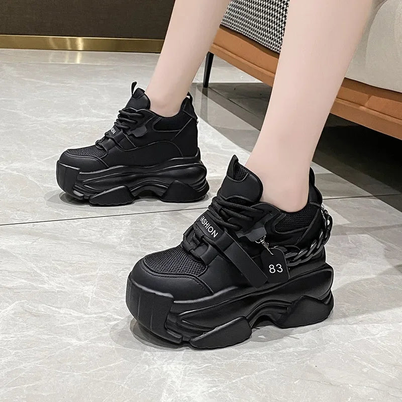 Women's Platform Black Sneakers | CYBER TECHWEAR®