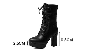 Womens Short Black Lace Up Boots