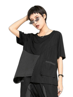 Women's T Shirts Black - product view on white background