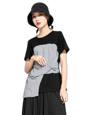 Women's T Shirts Black and Gray - product view on white background