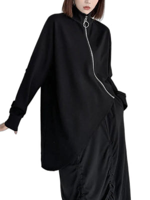 Women's Turtleneck Black T-shirts - product view on white background