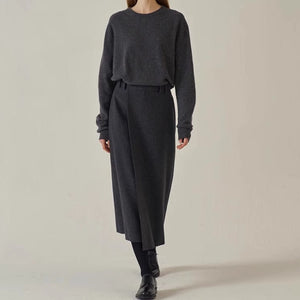 Woolen Goth Midi Skirt