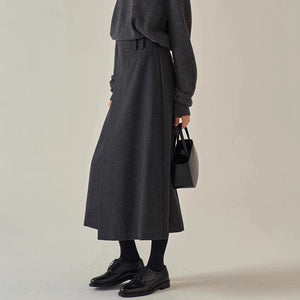 Woolen Goth Midi Skirt