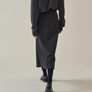 Woolen Goth Midi Skirt