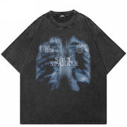 T-shirts graphiques Y2K imprimés squelette aux rayons X