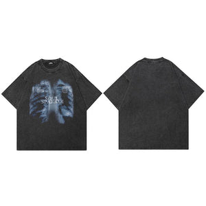 X-Ray Skeleton Printed Y2K Graphic Tees