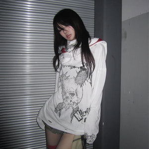 Y2K Aesthetics Skull Print Top