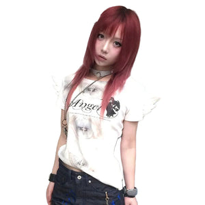 Y2k Angel Print Top