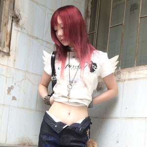 Y2k Angel Print Top
