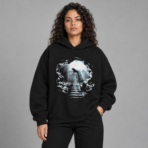 Y2K Back Print Hoodie – worn by a woman