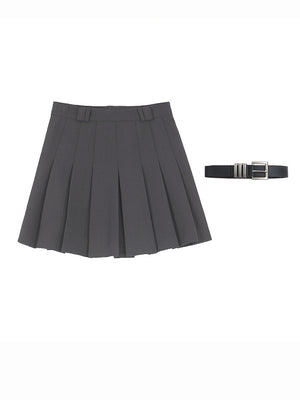 Y2K Belted High Waist Mini Skirt