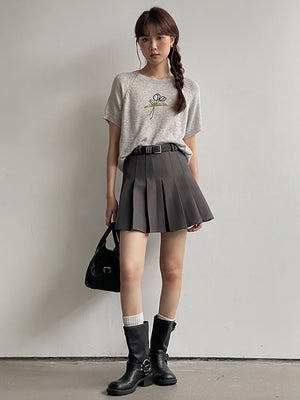 Y2K Belted High Waist Mini Skirt