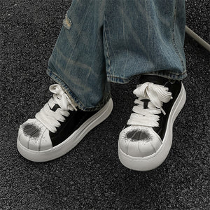 Y2K Black Dirty Leather Shoes