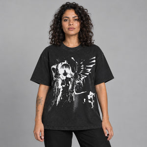 Y2K Black Graphic T Shirt – worn by a woman