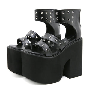 Y2K Black Sandals Shoes