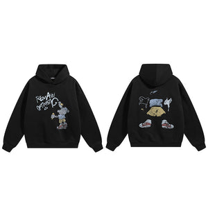 Y2K Cartoon Hoodie Black