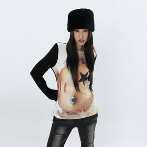 Y2k Chic Print Long Sleeve Tops