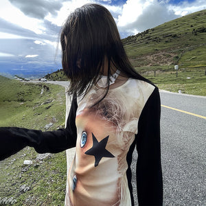 Y2k Chic Print Long Sleeve Tops