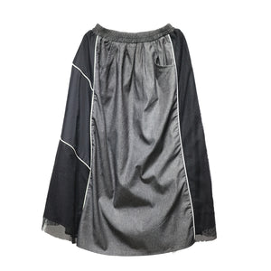 Y2K Color Block Denim Skirt
