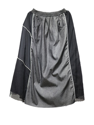 Y2K Color Block Denim Skirt