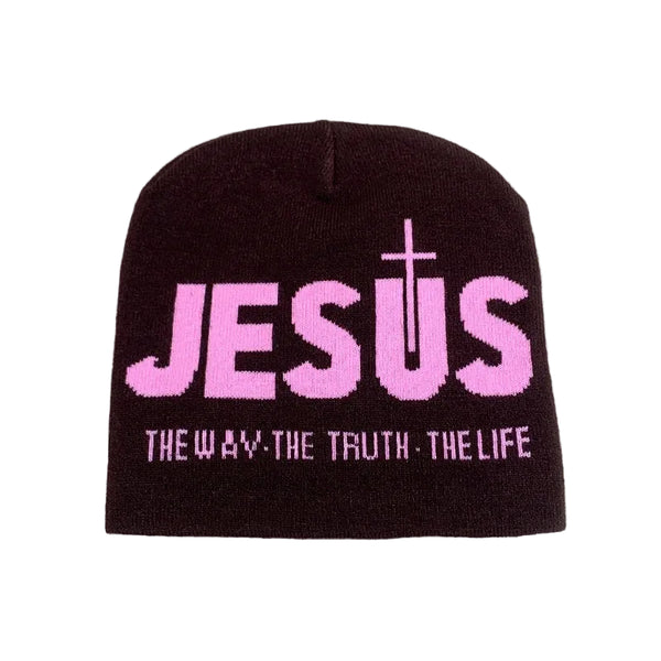 Y2K Cross Beanie | Retro Streetwear Knit Hat – Cyber Techwear