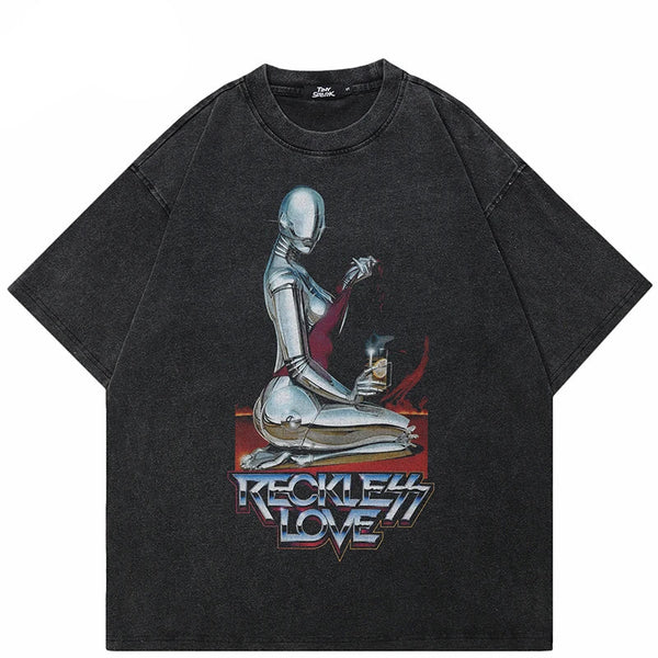 Y2K Cyber Graphic T Shirt – Futuristic Streetwear Tee – Cyber Techwear