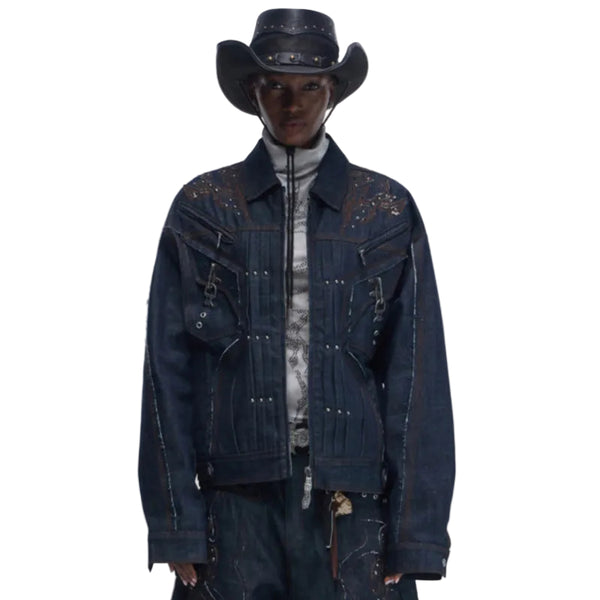 Y2K Denim Jacket | Retro Streetwear Essential – Cyber Techwear