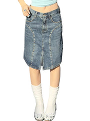 Y2K Jeansrock mit hoher Taille