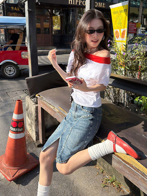 Y2K Denim Skirt High Waist