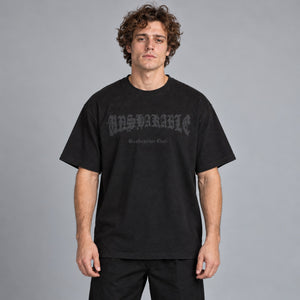 Y2K Devil Wings Skeleton Graphic T-Shirt – worn by a man
