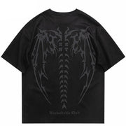 T-shirt graphique squelette ailes de diable Y2K