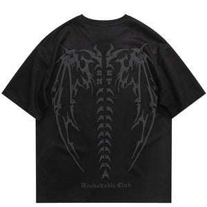 Y2K Devil Wings Skeleton Graphic T-Shirt
