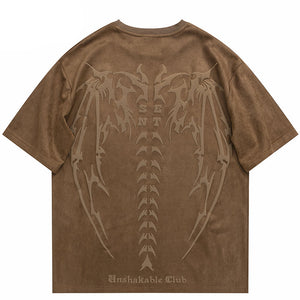 Y2K Devil Wings Skeleton Graphic T-Shirt