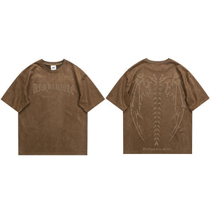 Y2K Devil Wings Skeleton Graphic T-Shirt