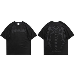 Y2K Devil Wings Skeleton Graphic T-Shirt