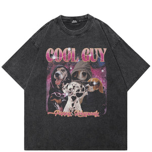 Y2K Dog Graphic T Shirt Black