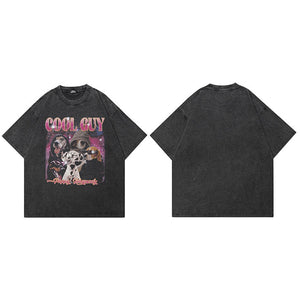 Y2K Dog Graphic T Shirt Black