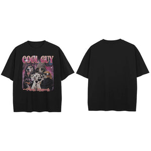 Y2K Dog Graphic T Shirt Black