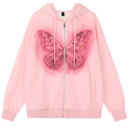 Y2K Schmetterling-Hoodie mit Stickerei