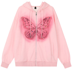 Y2K Embroidered Butterfly Hoodie